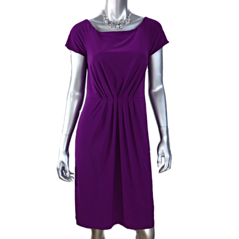 Evan Picone Matt Jersey Purple Sheath Dress Size 8